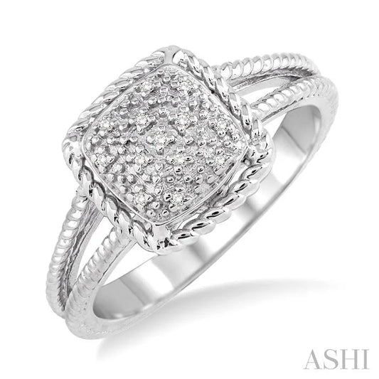 Silver Cushion Shape Diamond Ring