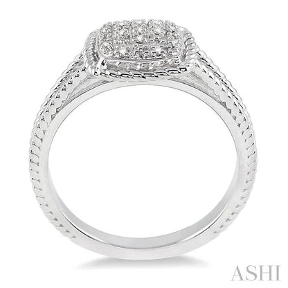 Silver Cushion Shape Diamond Ring