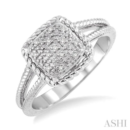 Silver Cushion Shape Diamond Ring