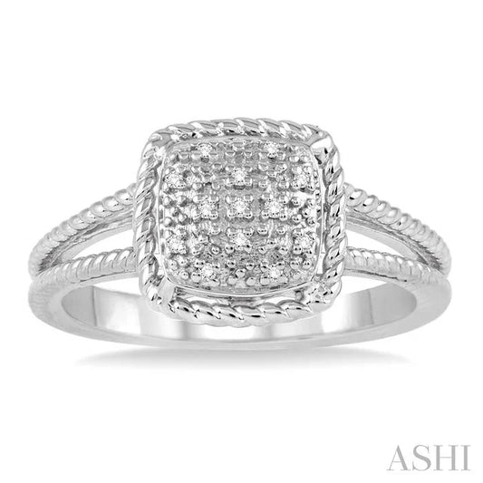 Silver Cushion Shape Diamond Ring