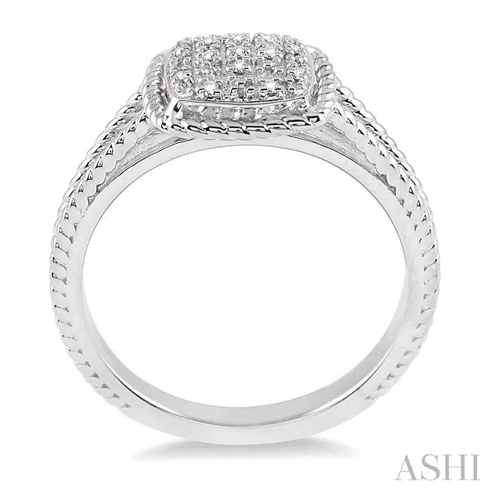 Silver Cushion Shape Diamond Ring