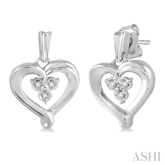 Silver Heart Shape Diamond Fashion Earrings
