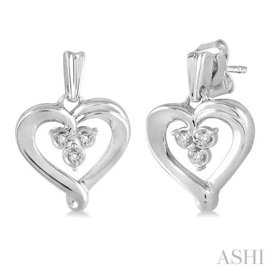 Silver Heart Shape Diamond Fashion Earrings