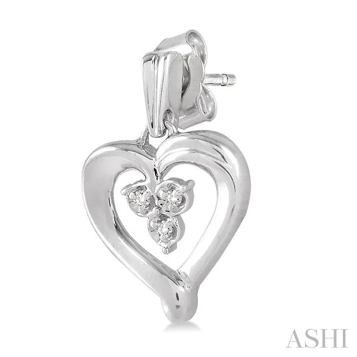 Silver Heart Shape Diamond Fashion Earrings