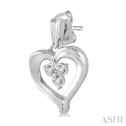 Silver Heart Shape Diamond Fashion Earrings