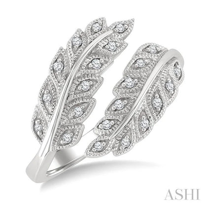 Silver Leaf Diamond Fashion Ring