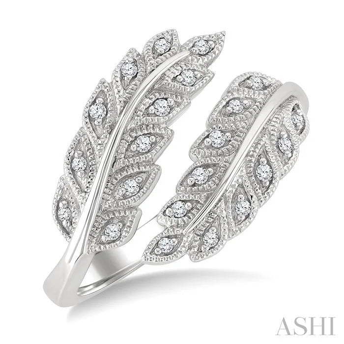 Silver Leaf Diamond Fashion Ring