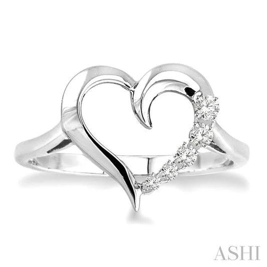 Silver Heart Shape Journey Diamond Fashion Ring