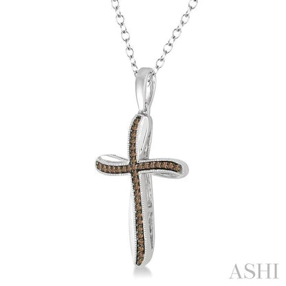 Silver Cross Champagne Diamond Fashion Pendant