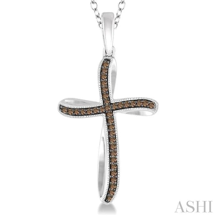 Silver Cross Champagne Diamond Fashion Pendant