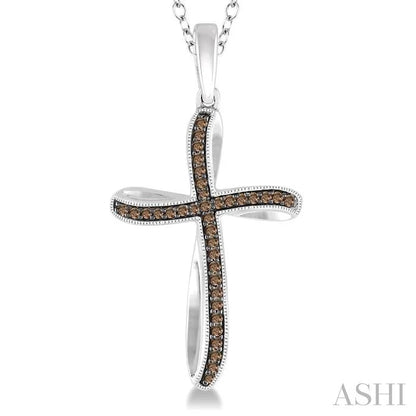 Silver Cross Champagne Diamond Fashion Pendant