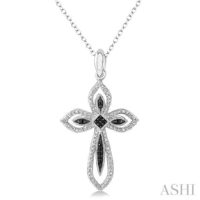 Silver Cross Black Diamond Fashion Pendant