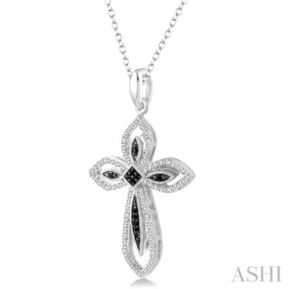 Silver Cross Black Diamond Fashion Pendant