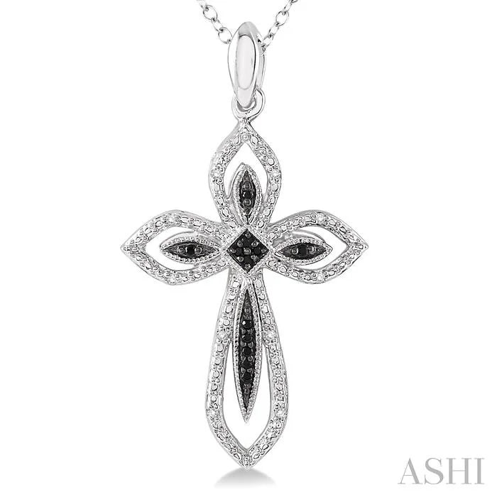 Silver Cross Black Diamond Fashion Pendant