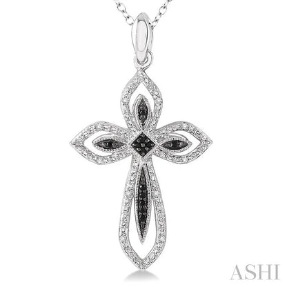 Silver Cross Black Diamond Fashion Pendant