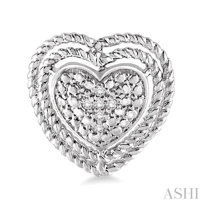 Silver Heart Shape Diamond Fashion Earrings