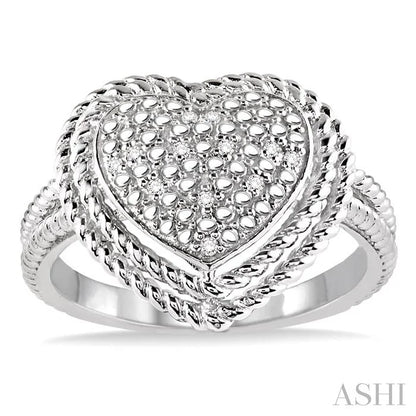 Silver Heart Shape Diamond Fashion Ring