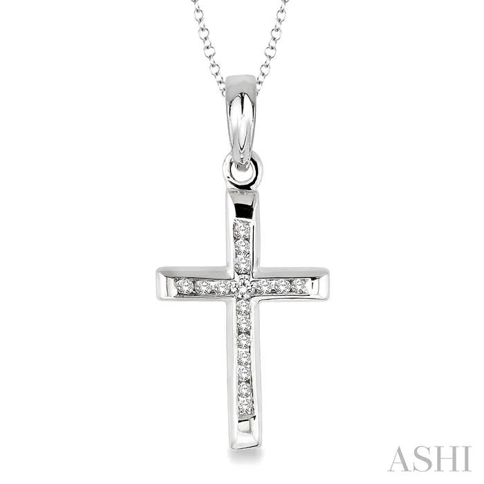 Silver Cross Channel Set Diamond Fashion Pendant