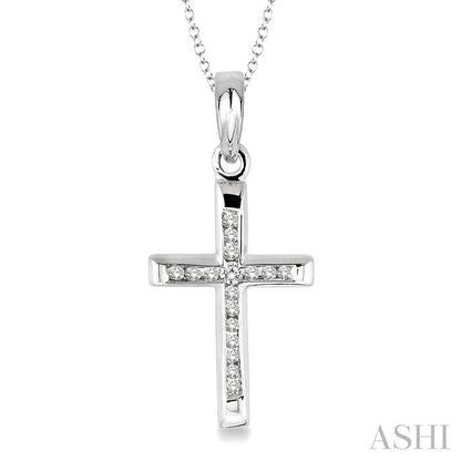 Silver Cross Channel Set Diamond Fashion Pendant