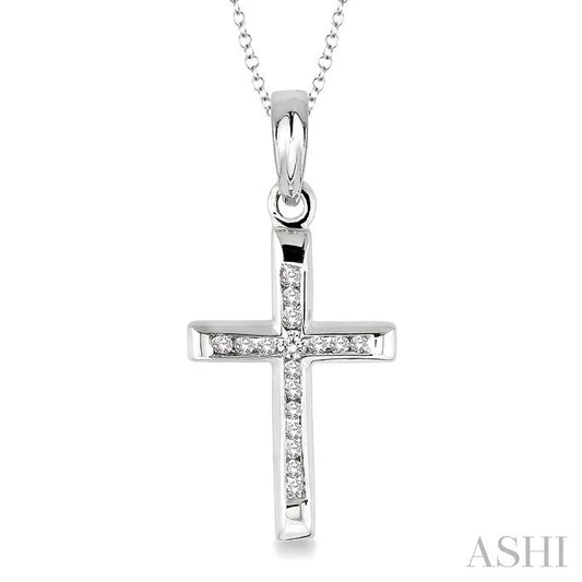Silver Cross Channel Set Diamond Fashion Pendant