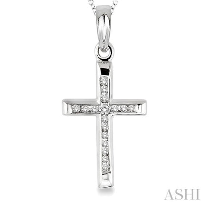 Silver Cross Channel Set Diamond Fashion Pendant
