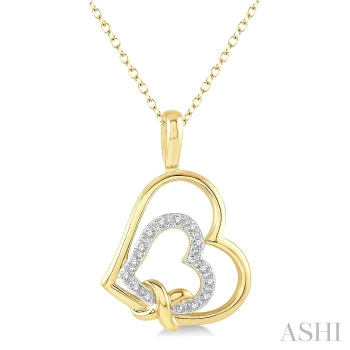 Gold Vermeil Double Heart Shape Diamond Fashion Pendant