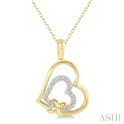 Gold Vermeil Double Heart Shape Diamond Fashion Pendant