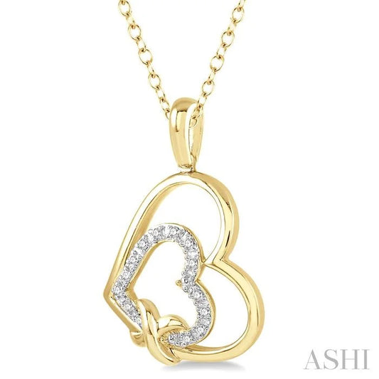 Gold Vermeil Double Heart Shape Diamond Fashion Pendant
