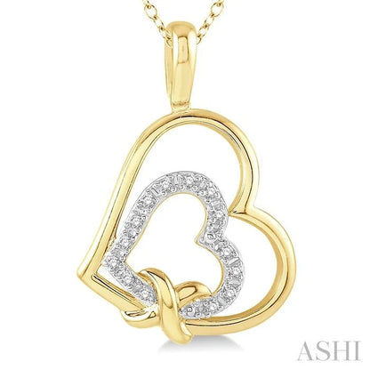 Gold Vermeil Double Heart Shape Diamond Fashion Pendant