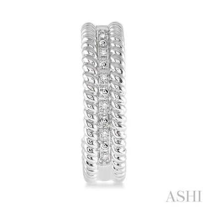 Silver Rope Diamond Half Hoop Earrings