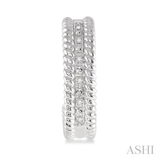 Silver Rope Diamond Half Hoop Earrings