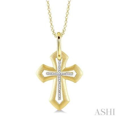 Gold Vermeil Cross Diamond Fashion Pendant