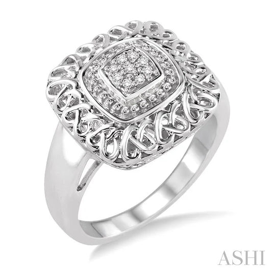 Silver Cushion Shape Diamond Ring