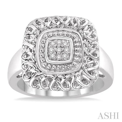 Silver Cushion Shape Diamond Ring