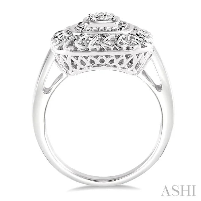 Silver Cushion Shape Diamond Ring