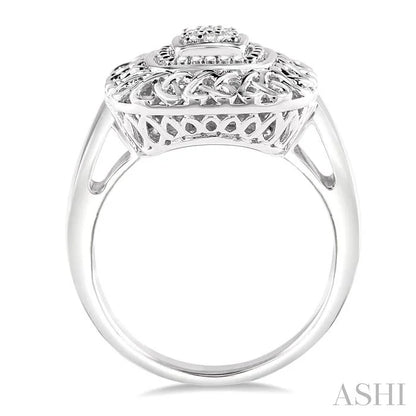 Silver Cushion Shape Diamond Ring