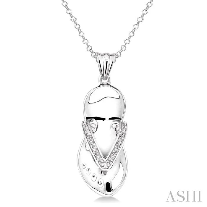 Silver Flip Flop Diamond Fashion Pendant
