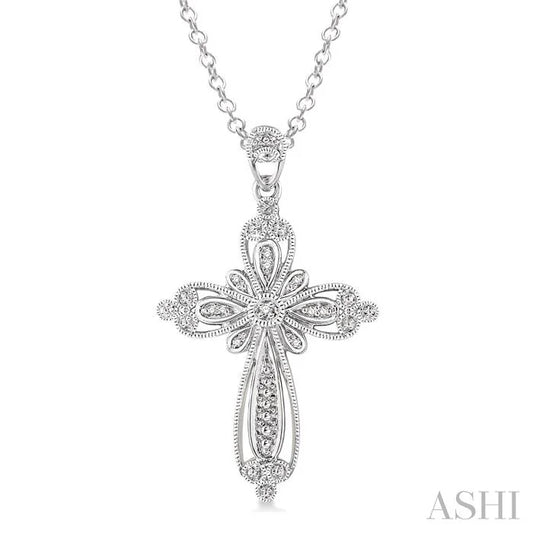 Silver Cross Diamond Fashion Pendant