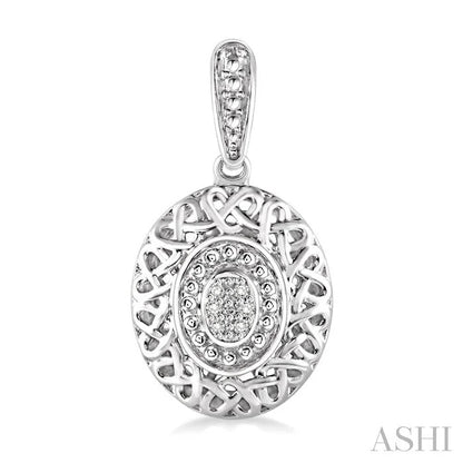 Silver Oval Shape Diamond Earrings