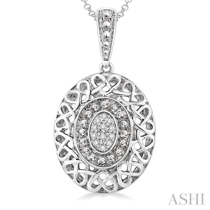 Silver Oval Shape Diamond Pendant