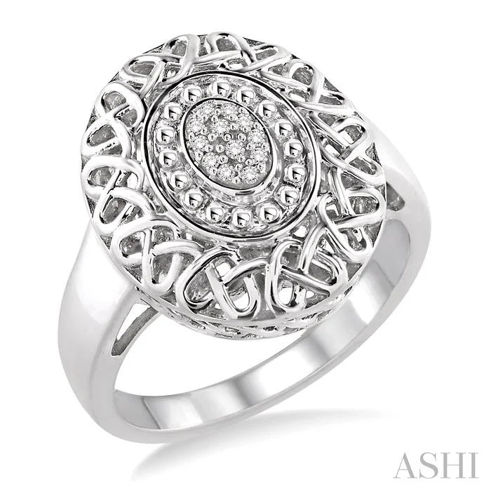 Silver Oval Shape Diamond Ring