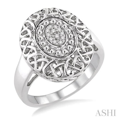 Silver Oval Shape Diamond Ring