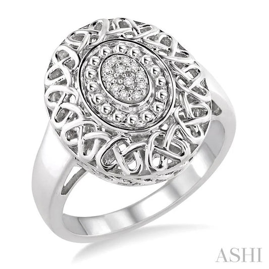 Silver Oval Shape Diamond Ring