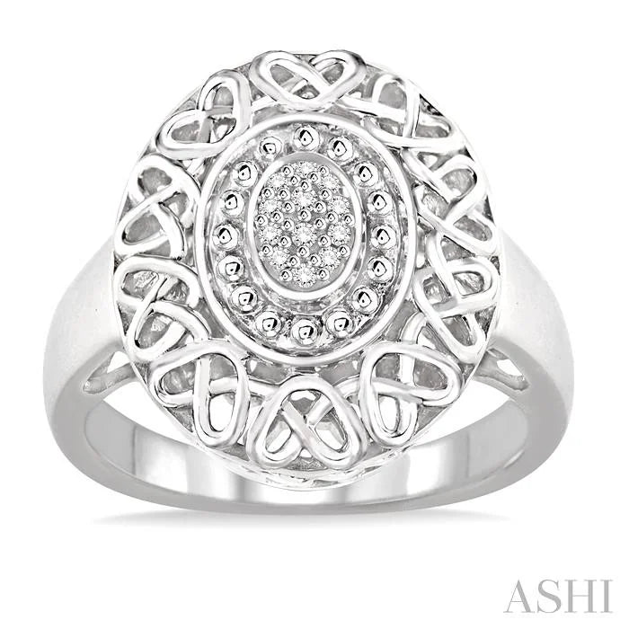 Silver Oval Shape Diamond Ring