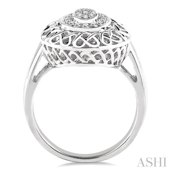 Silver Oval Shape Diamond Ring