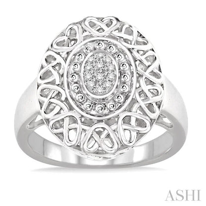 Silver Oval Shape Diamond Ring
