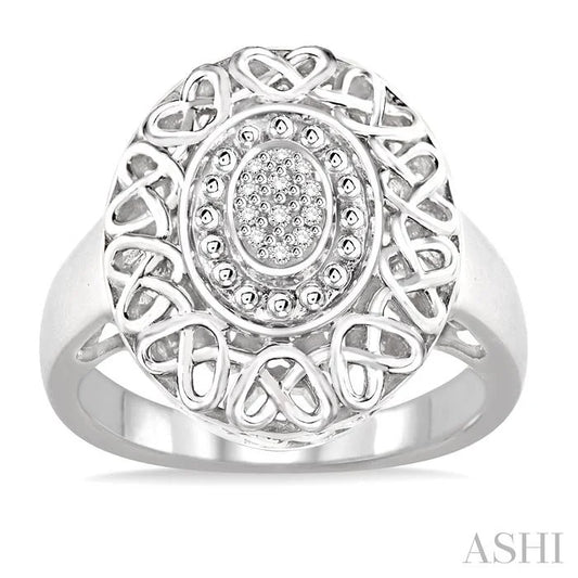 Silver Oval Shape Diamond Ring