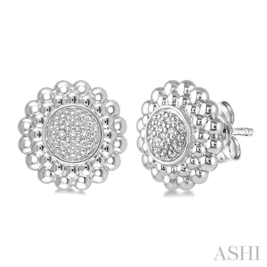 Silver Bead Bijoux Round Diamond Earrings