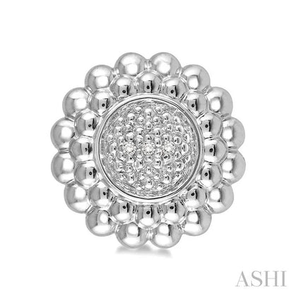 Silver Bead Bijoux Round Diamond Earrings