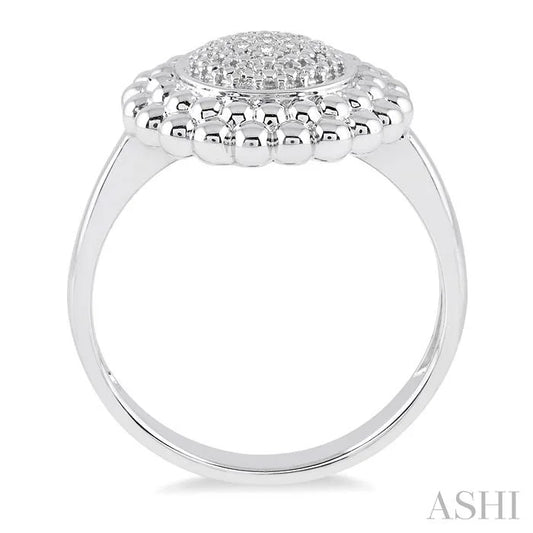 Silver Bead Bijoux Round Diamond Ring